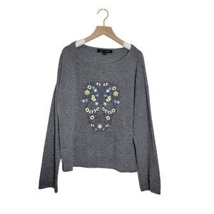 Skull Cashmere Embroidered Skull Flowers Wool Cashmere Blend Size XS